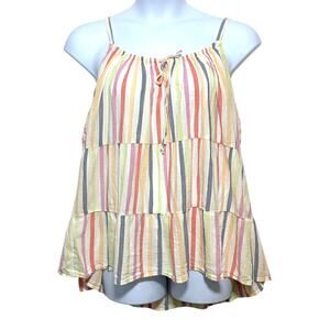 Old Navy Tiered Babydoll Cami Top Women 2X Colorful Striped Boho Beachy Vacation